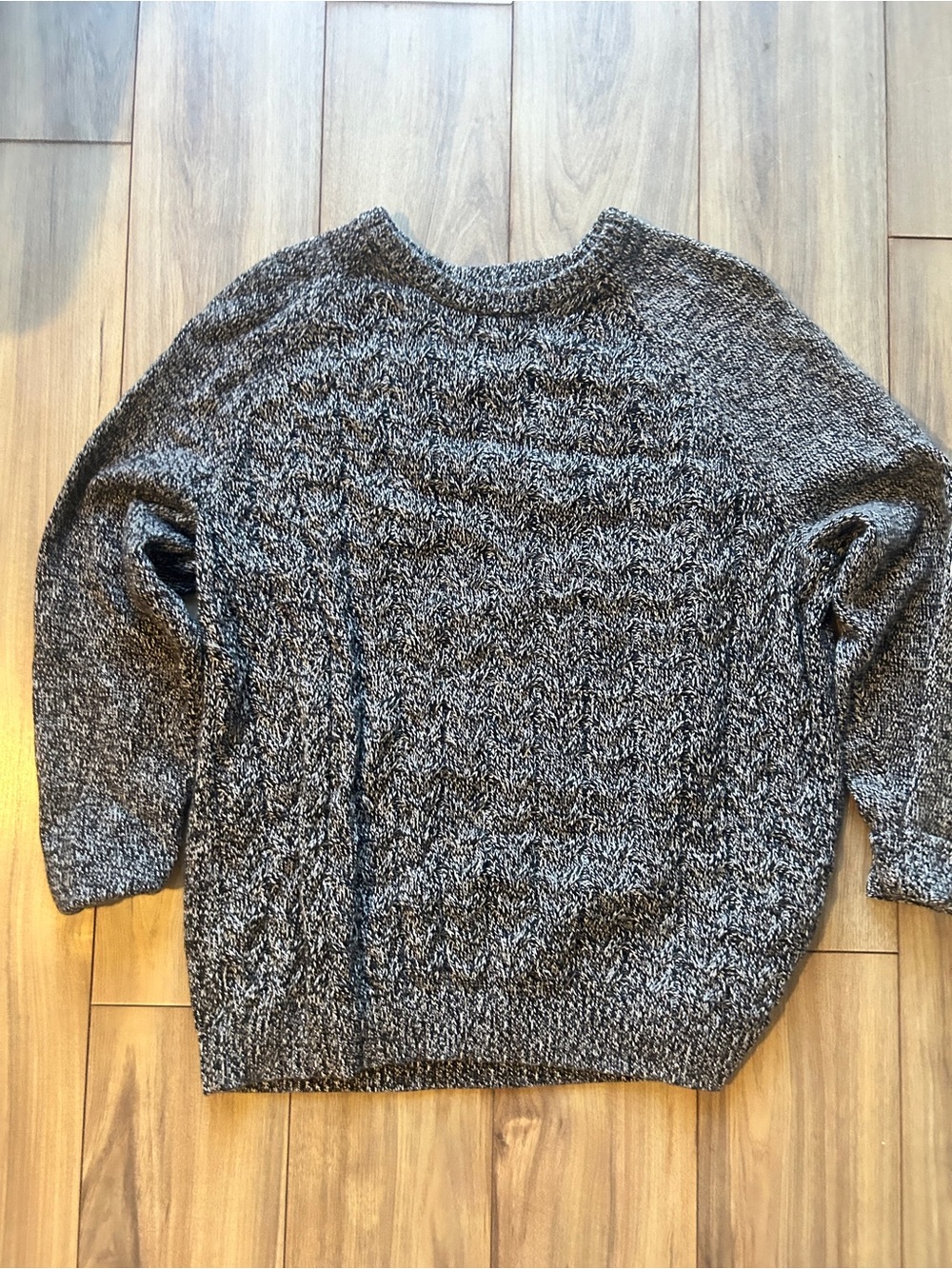 Lands' End Black & White Marled Knit Sweater